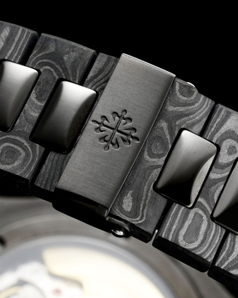 Patek Philippe Nautilus D:W Black Dial Full Forged Carbon Case On Carbon Bracelet