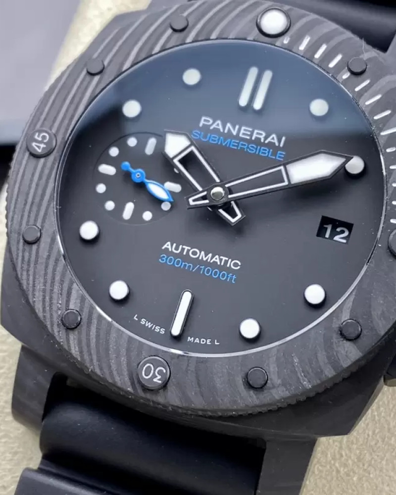 Panerai Submersible Carbotech Black Dial On Black Rubber Strap