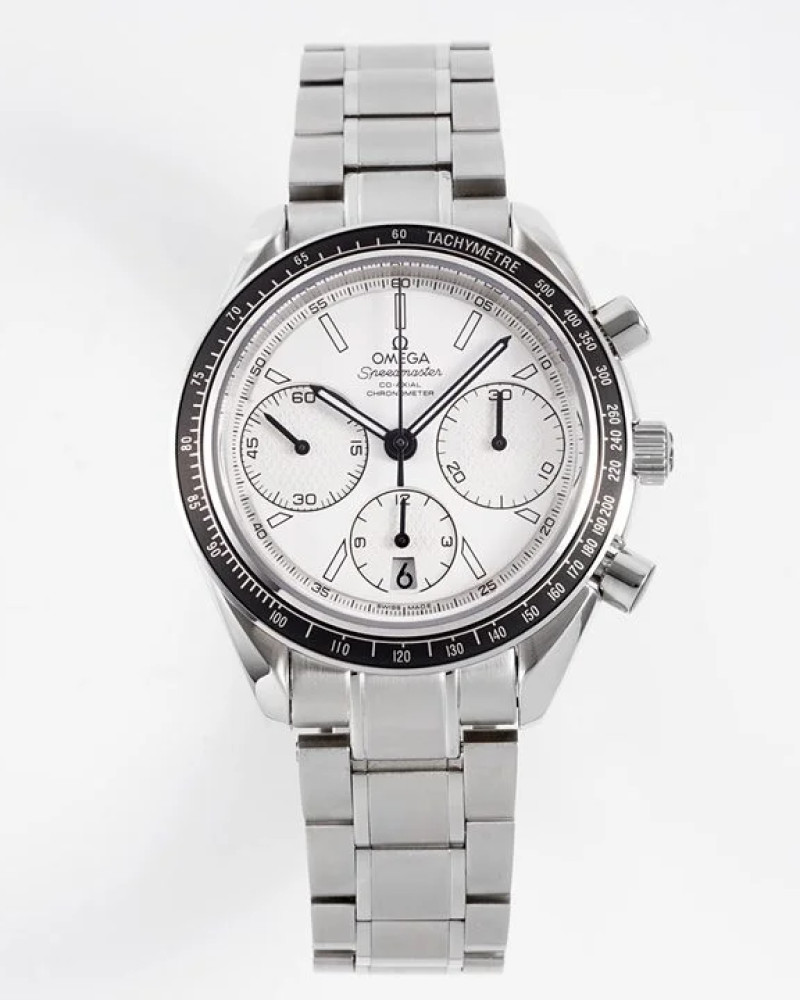 Omega Speedmaster Racing White Dial Steel Bezel On Steel Bracelet