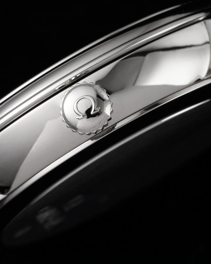 Omega De Ville Prestige Blue Dial Steel Case On Black Leather Strap