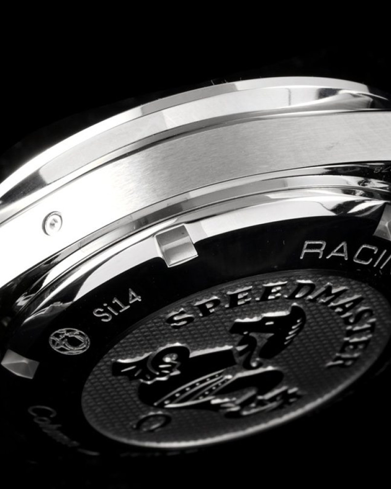Omega Speedmaster Racing White Dial Steel Bezel On Black Rubber Strap