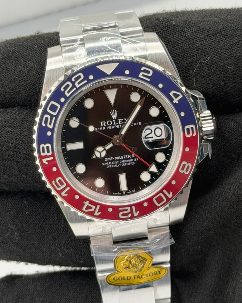 Rolex GMT-Master II Black Dial "Pepsi" Blue/Red Ceramic Bezel On Steel Oyster Bracelet