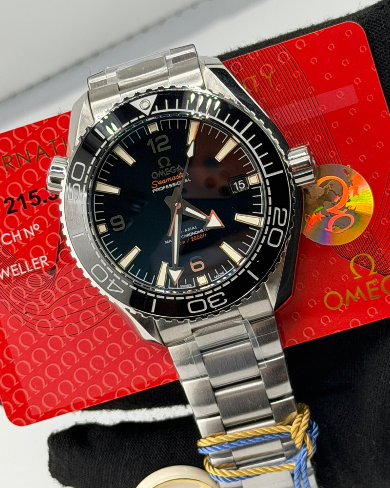 Omega Seamaster Planet Ocean Black Dial Black Ceramic Bezel On Steel Bracelet