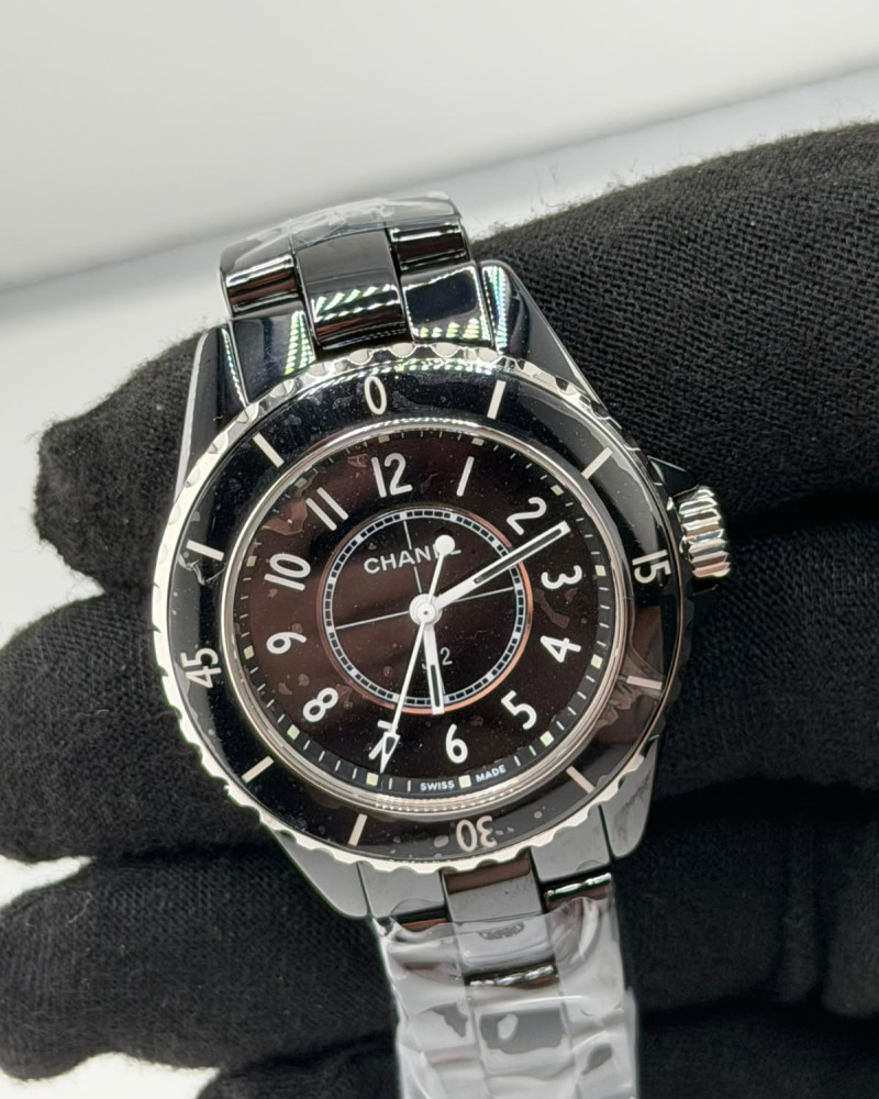 Chanel J12 Black Dial Arabic Numerals Black Ceramic Case On Black Ceramic Bracelet