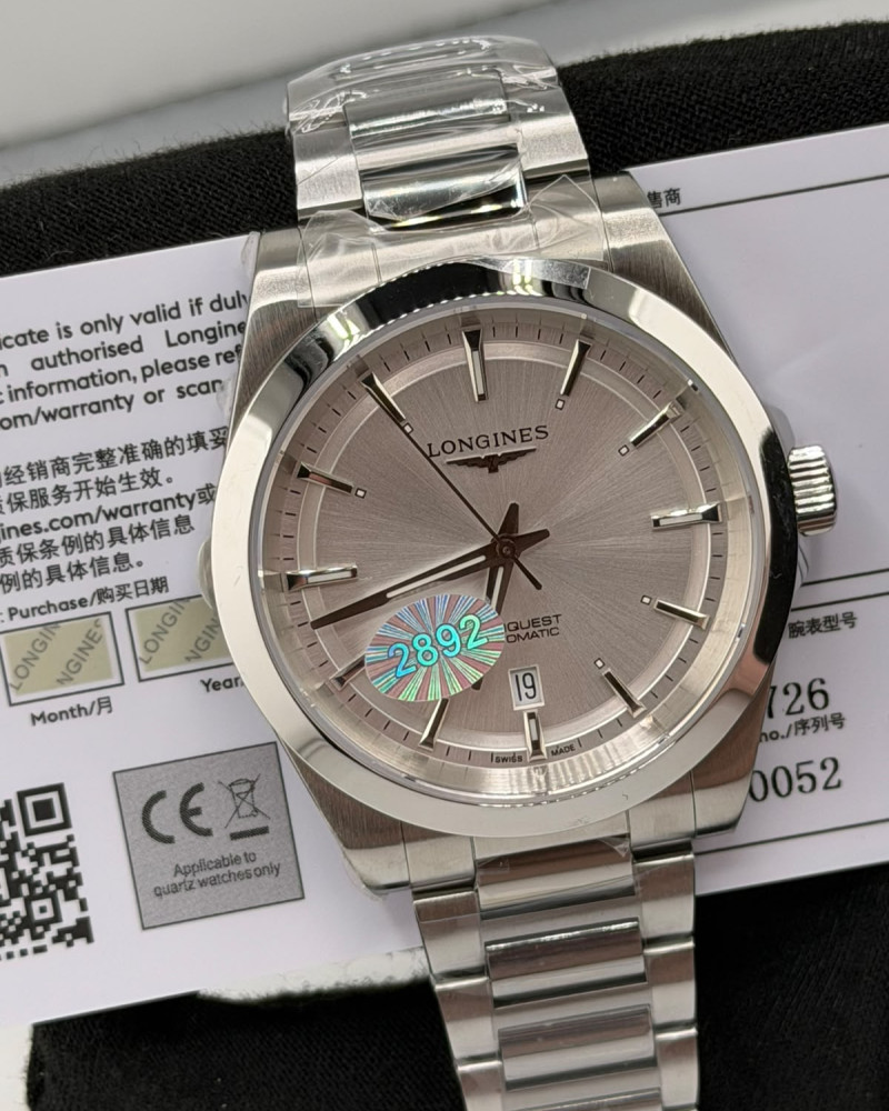 Longines Conquest Silver Dial Steel Case On Steel Bracelet
