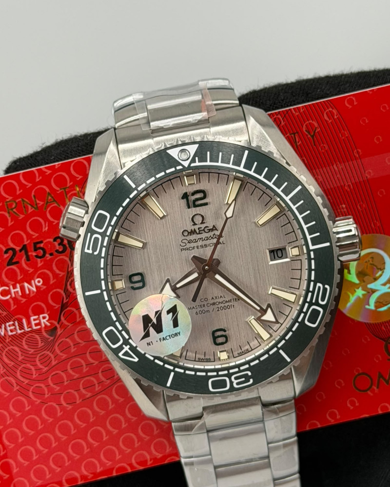 Omega Seamaster Planet Ocean Silver Dial Black Ceramic Bezel On Steel Bracelet