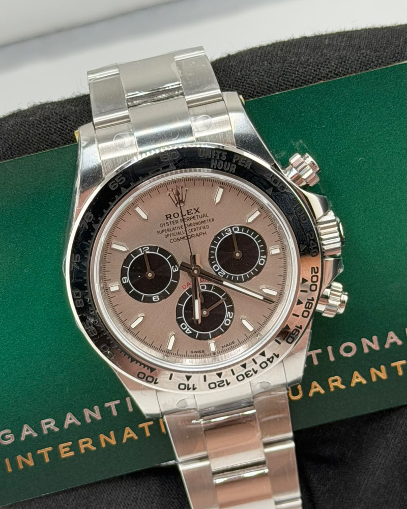 Rolex Oyster Perpetual Cosmograph Daytona Pink Dial Black Subdials Black Ceramic Bezel On Oyster Bracelet