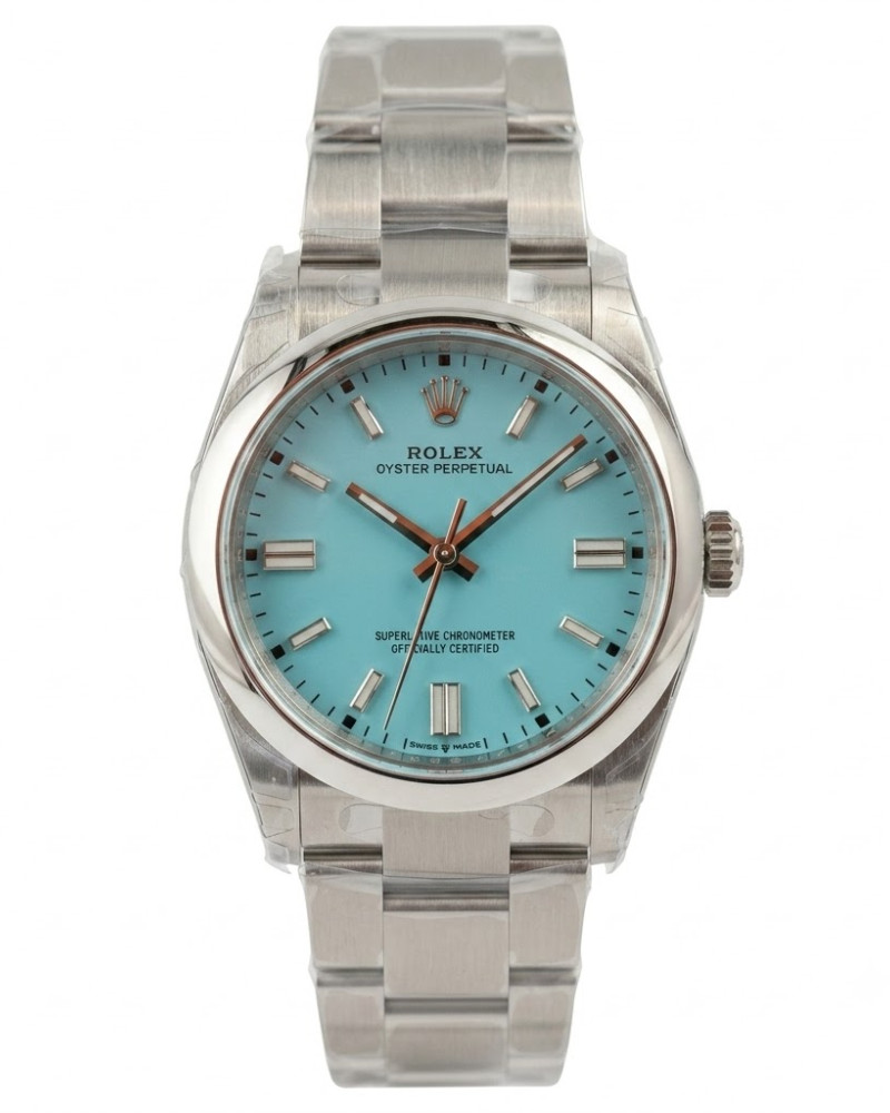 Rolex Oyster Perpetual Tiffany Blue Dial On Steel Bracelet