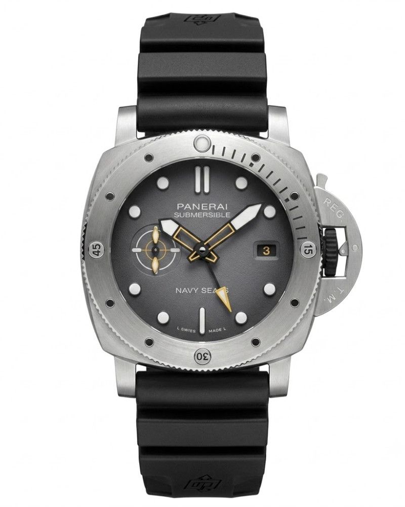 Panerai Submersible Navy SEALs Steel Black Dial On Black Rubber Strap