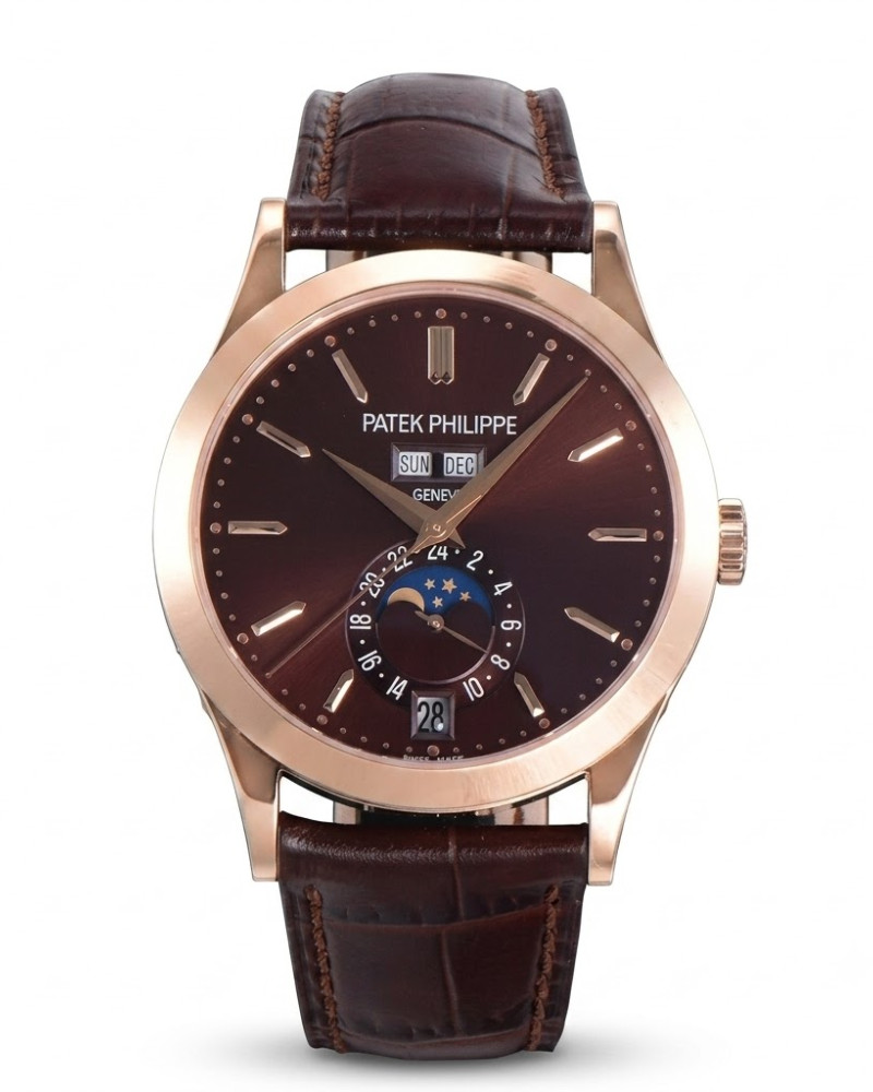 Patek Philippe Complications 5396 Brown Dial Rose Gold Annual Calendar Moon Phase On Brown Leather Strap