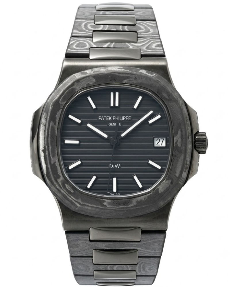 Patek Philippe Nautilus D:W Black Dial Full Forged Carbon Case On Carbon Bracelet