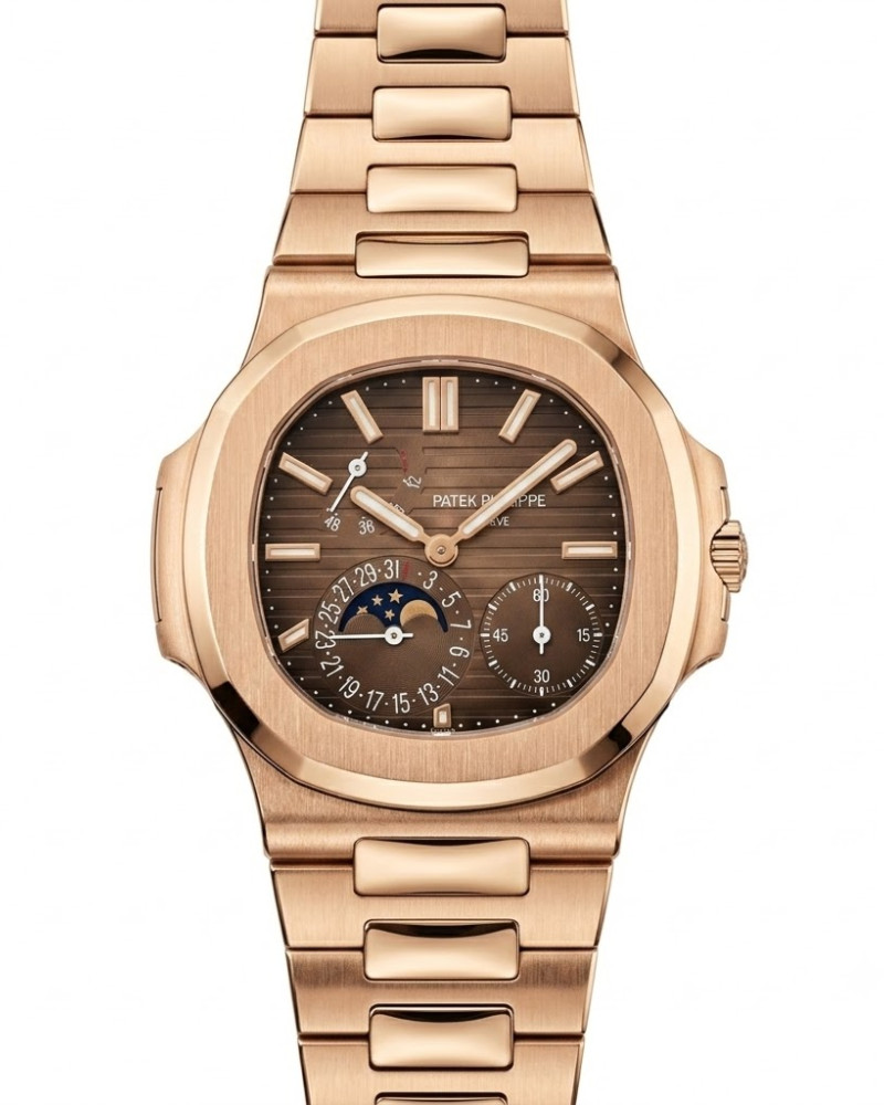 Patek Philippe Nautilus Moonphase Rose Gold Brown Dial On Rose Gold Bracelet