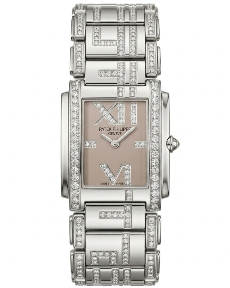 Patek Philippe Twenty~4 Pink Dial Diamond Bezel On Diamond-Set Steel Bracelet