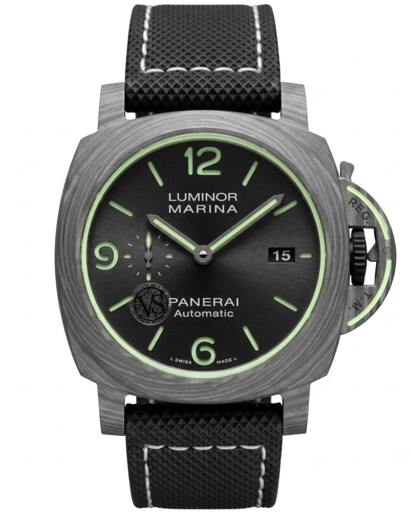 Panerai Luminor Marina Titanium Grey Dial Green Luminous On Black Fabric Strap