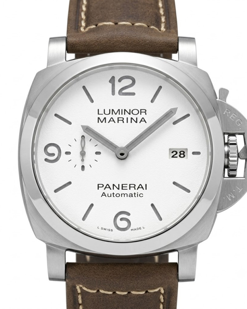 Panerai Luminor Marina White Dial Steel Case On Brown Leather Strap