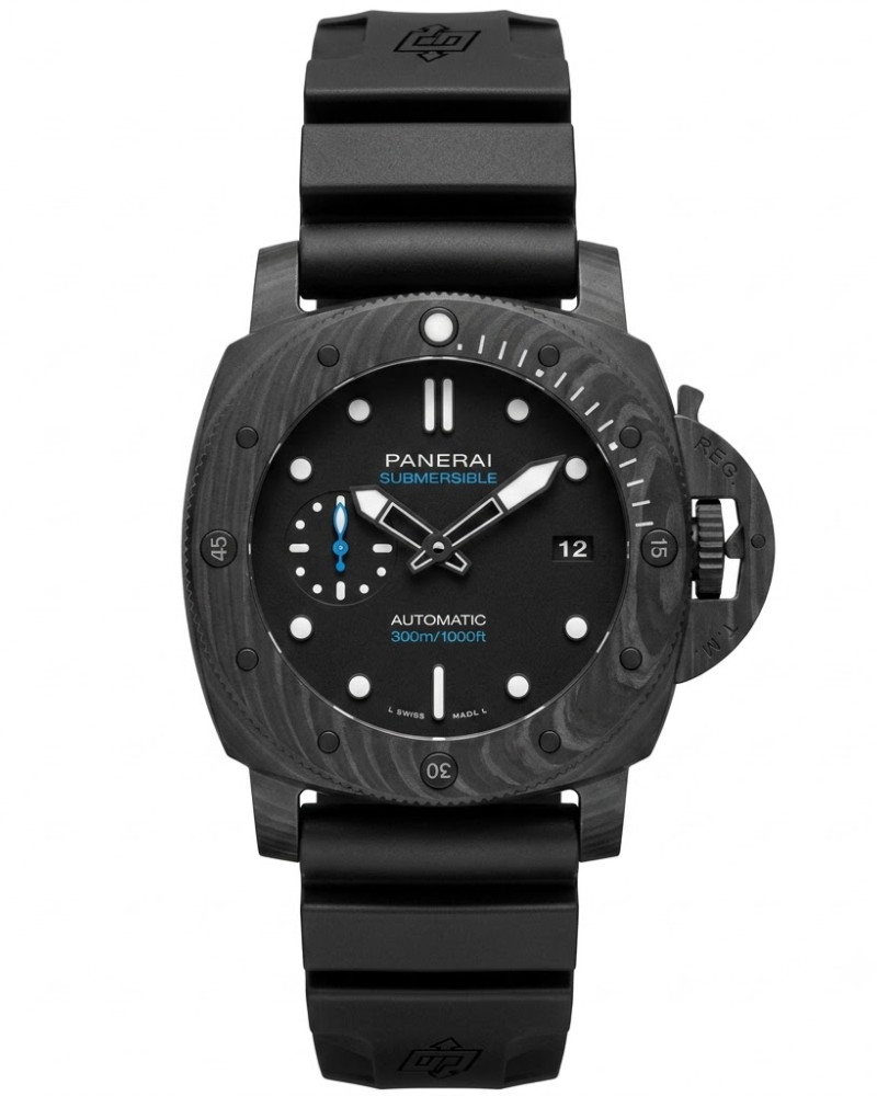 Panerai Submersible Carbotech Black Dial On Black Rubber Strap