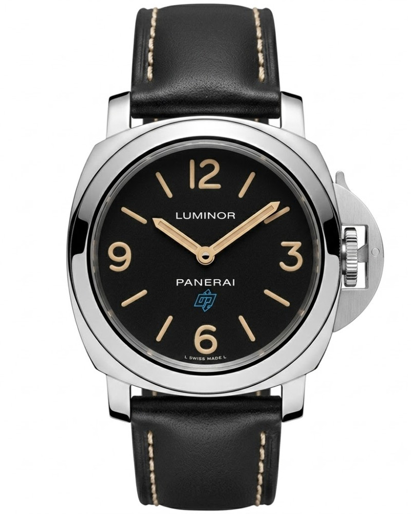 Panerai Luminor Base Logo Black Dial Steel Case On Black Leather Strap
