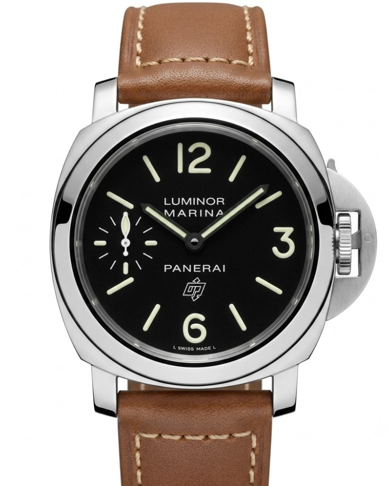Panerai Luminor Marina Black Dial Steel Case On Tan Leather Strap