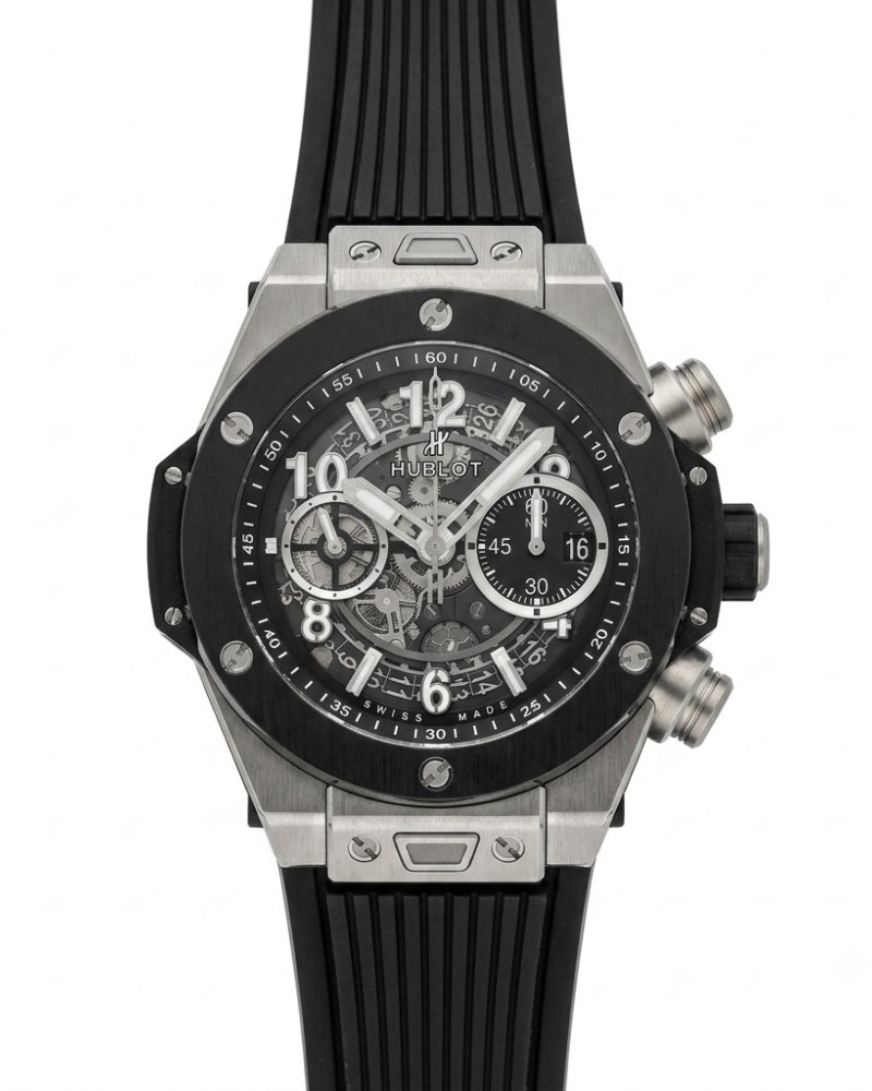 Hublot Big Bang Unico Skeleton Dial Titanium Ceramic Bezel On Rubber Strap