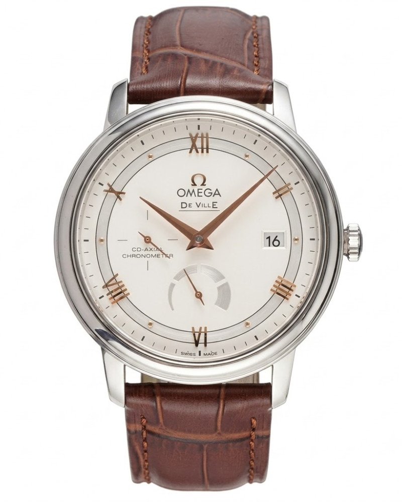 Omega De Ville Prestige Silver Dial Steel Case On Brown Leather Strap
