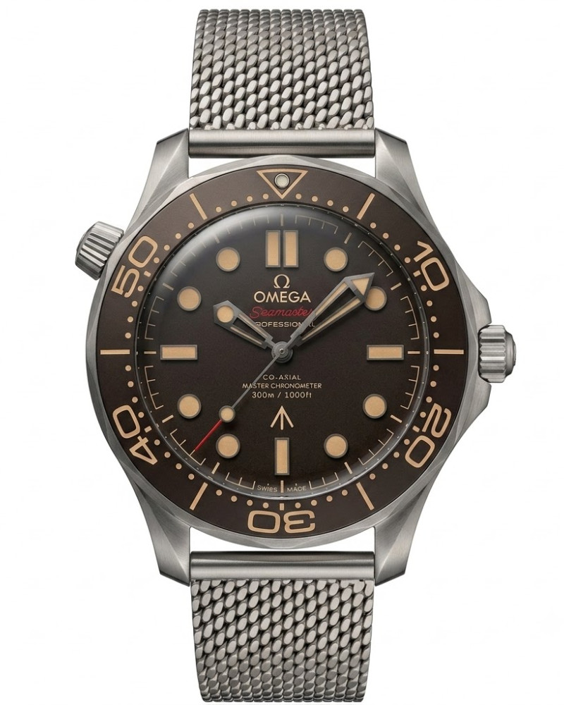 Omega Seamaster Diver 300M 007 Edition Brown Dial Titanium Bezel On Mesh Bracelet