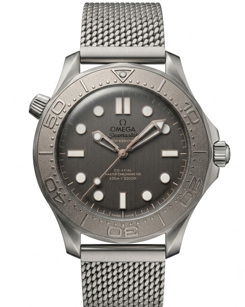 Omega Seamaster Diver 300M Grey Dial Titanium Case On Titanium Mesh Bracelet
