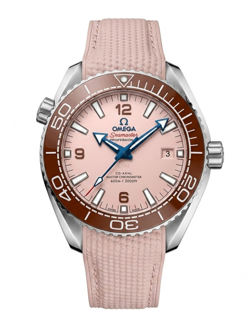 Omega Seamaster Planet Ocean 600M Sandstone Dial Steel Brown Ceramic Bezel On Rubber Strap