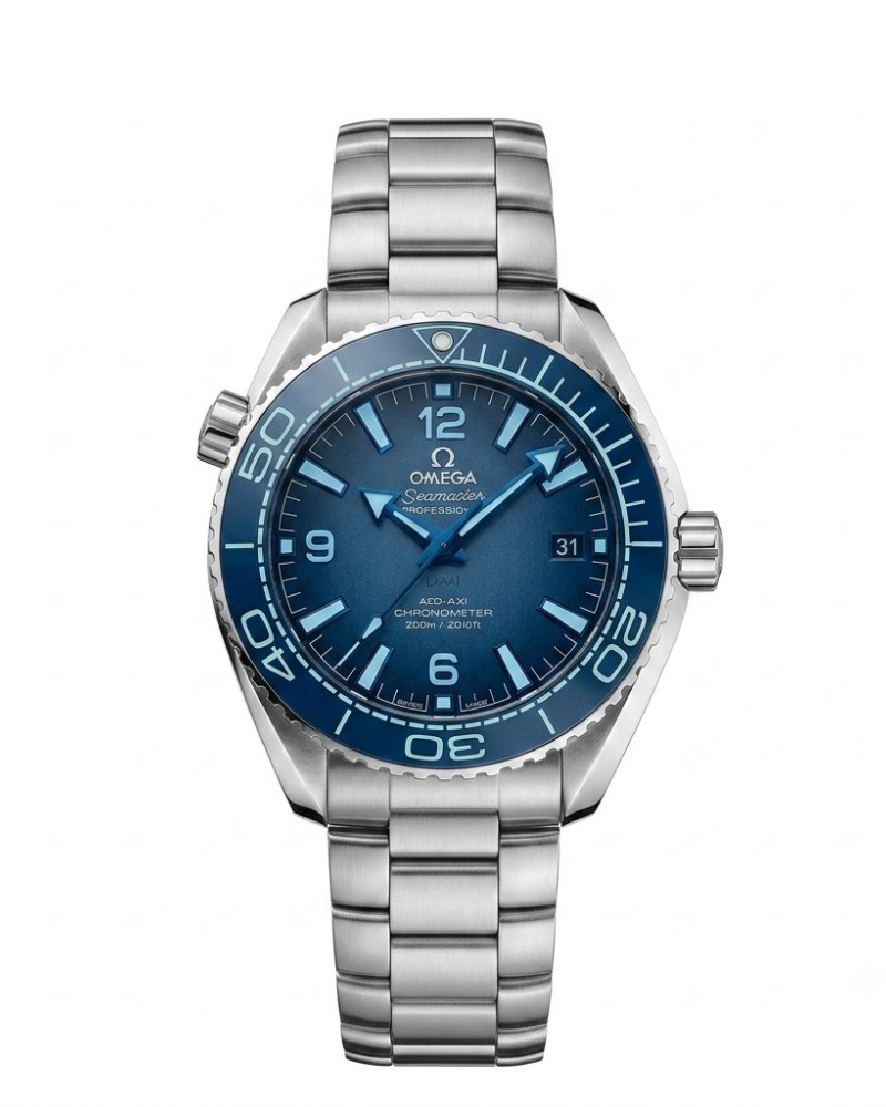 Omega Seamaster Planet Ocean Blue Dial Blue Ceramic Bezel On Steel Bracelet