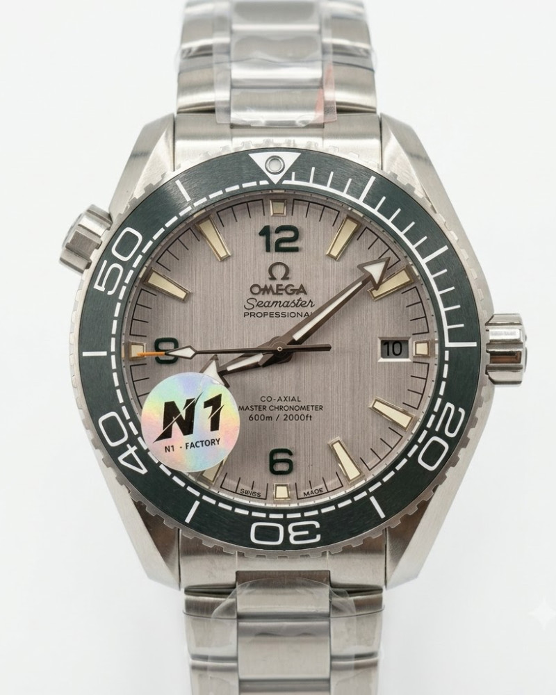 Omega Seamaster Planet Ocean Silver Dial Black Ceramic Bezel On Steel Bracelet