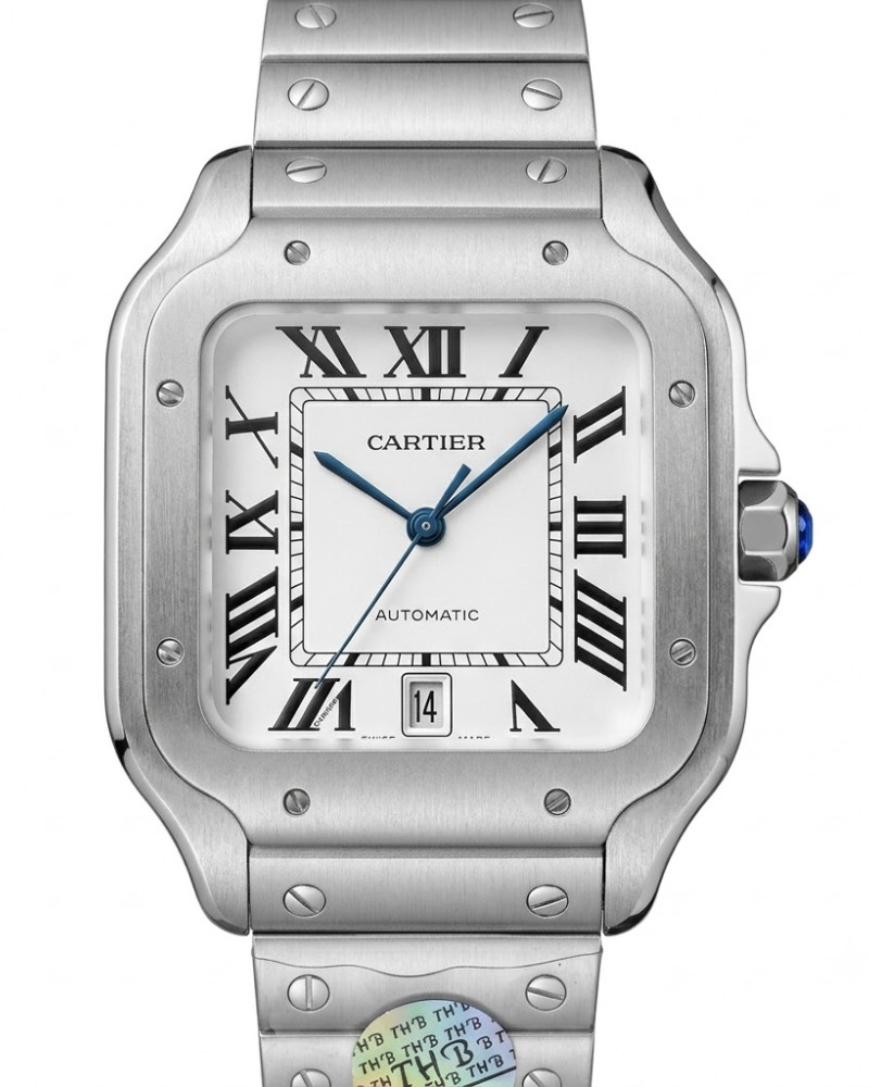 Cartier Santos De Cartier White Dial Steel Case On Steel Bracelet