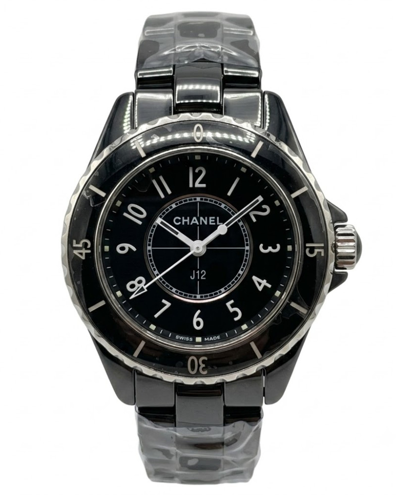 Chanel J12 Black Dial Arabic Numerals Black Ceramic Case On Black Ceramic Bracelet