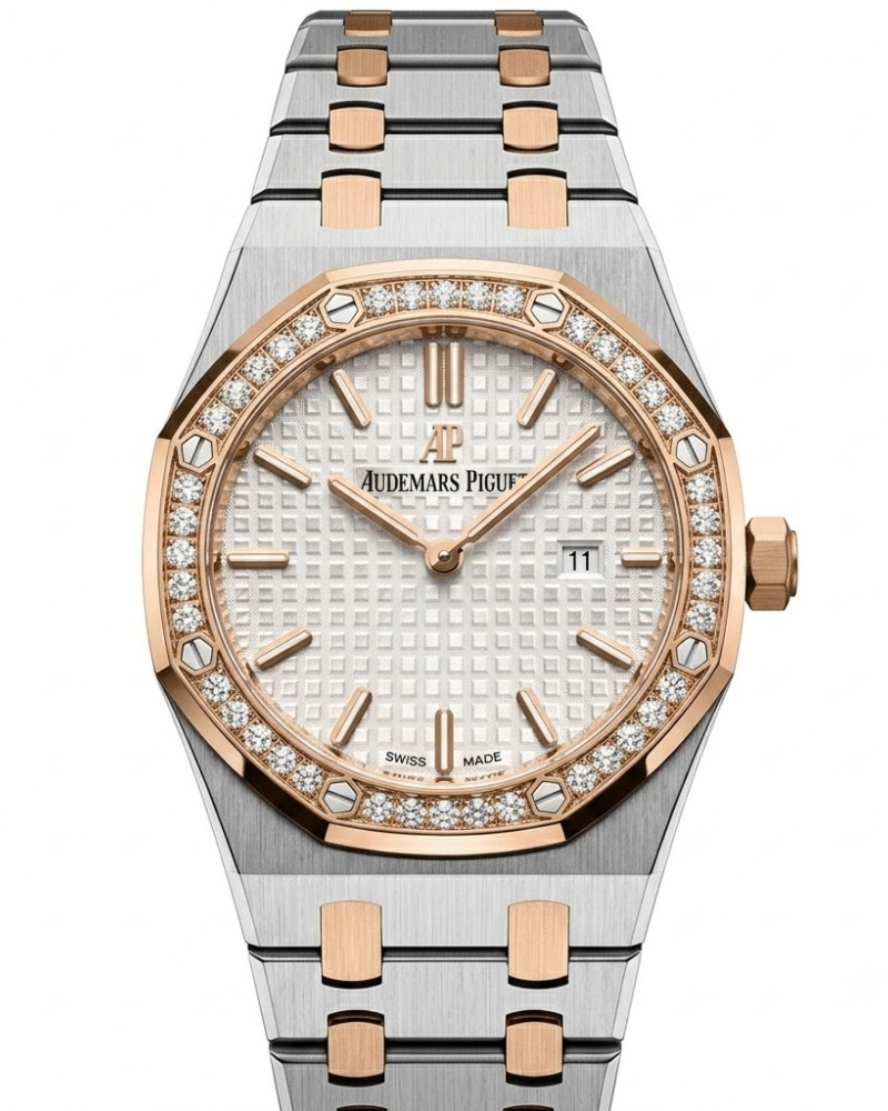 Audemars Piguet Royal Oak Two-Tone Diamond Bezel White Dial On Steel and Gold Bracelet