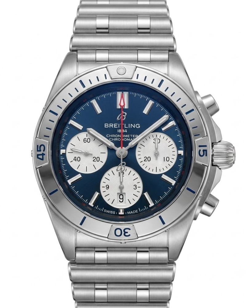 Breitling Chronomat B01 42 Blue Dial Steel Bezel On Steel Bracelet