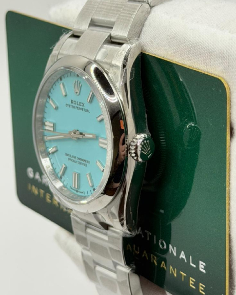 Rolex Oyster Perpetual Tiffany Blue Dial On Oyster Bracelet