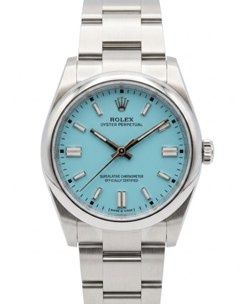 Rolex Oyster Perpetual Tiffany Blue Dial On Oyster Bracelet