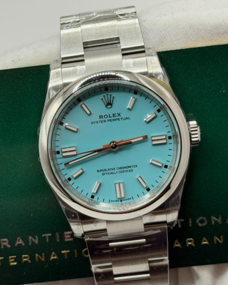 Rolex Oyster Perpetual Tiffany Blue Dial On Oyster Bracelet