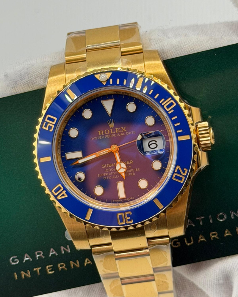 Rolex Submariner Blue Dial On Yellow Gold Bracelet