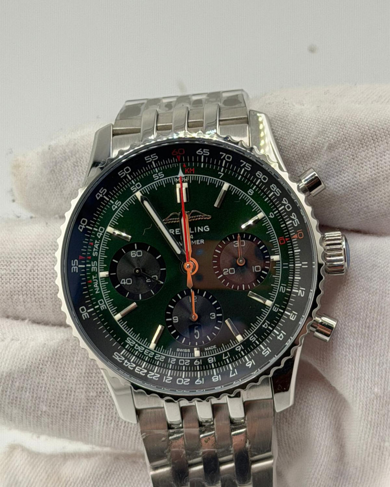 Breitling Navitimer Green Dial On Steel Bracelet