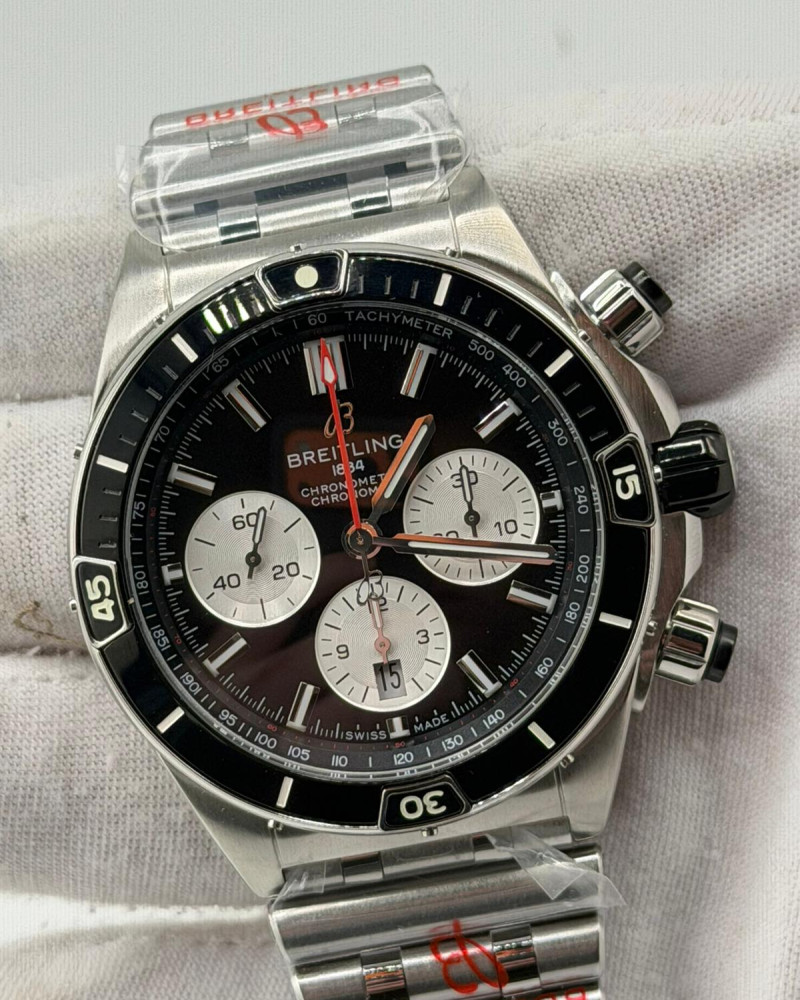 Breitling Chronomat B01 Black Dial On Steel Bracelet