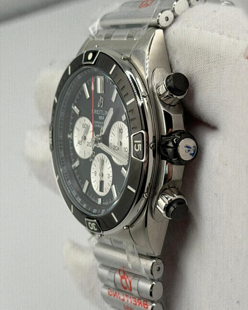 Breitling Chronomat B01 Black Dial On Steel Bracelet