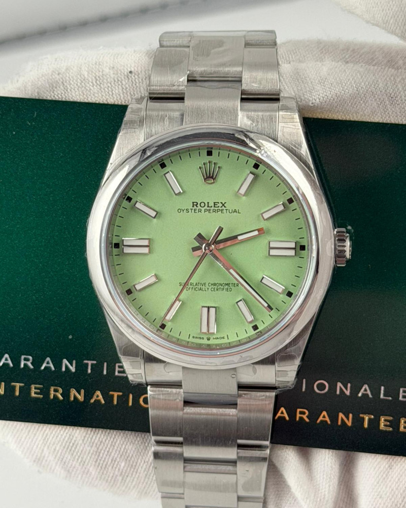 Rolex Oyster Perpetual Mint Green Dial On Steel Bracelet