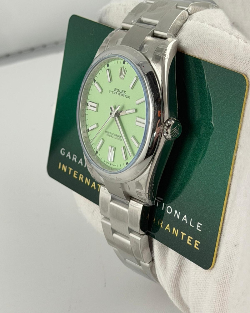 Rolex Oyster Perpetual Mint Green Dial On Steel Bracelet