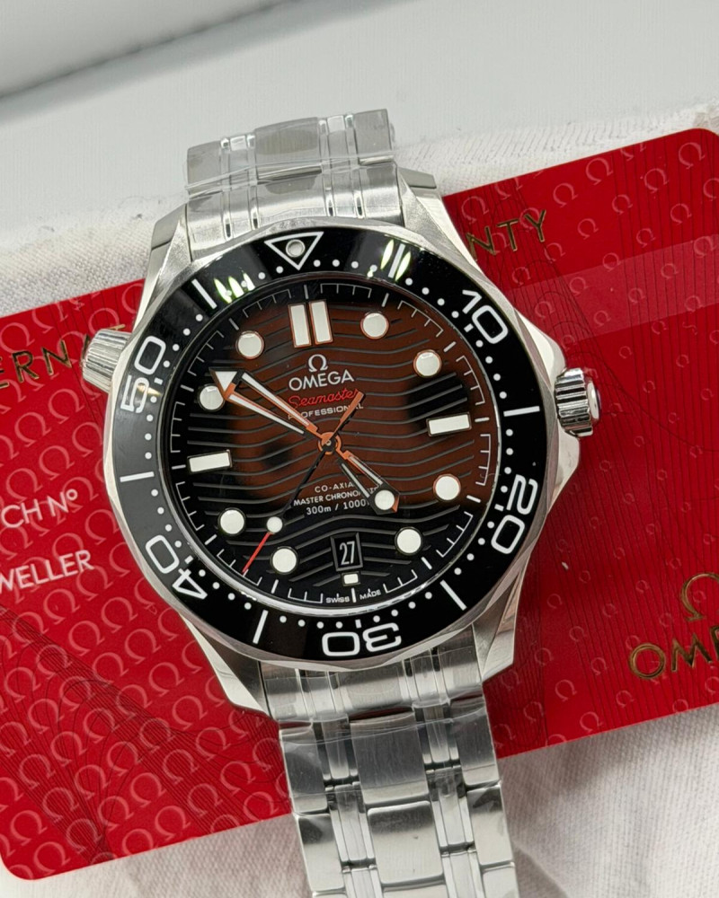 Omega Seamaster Diver 300M Brown Wave Dial On Steel Bracelet