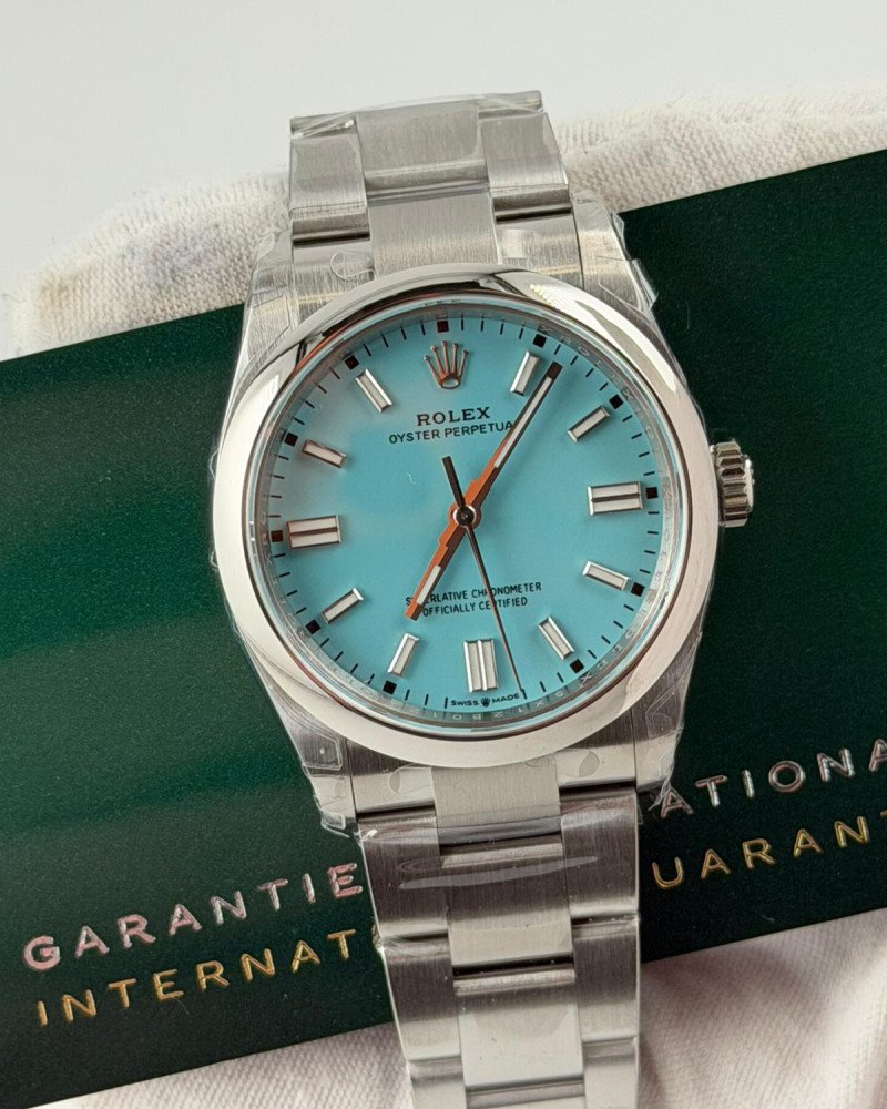 Rolex Oyster Perpetual Tiffany Blue Dial On Steel Bracelet
