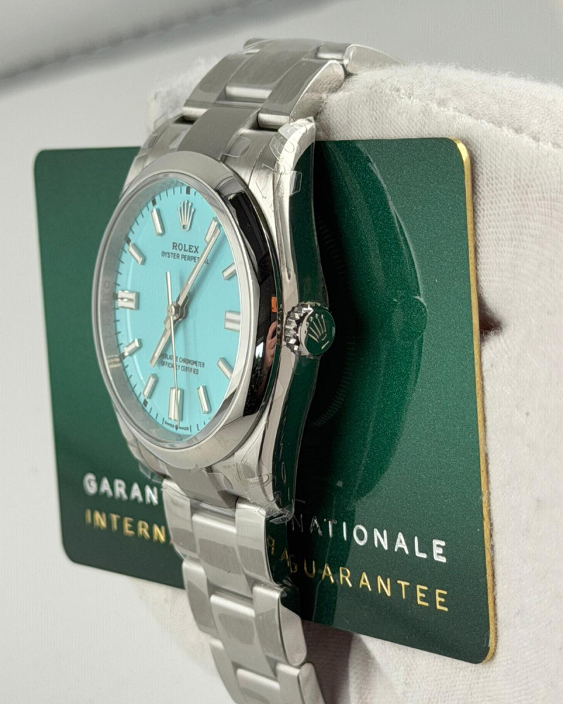 Rolex Oyster Perpetual Tiffany Blue Dial On Steel Bracelet