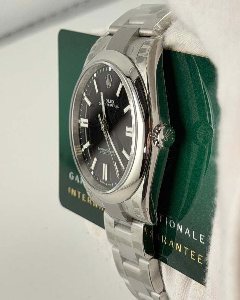 Rolex Oyster Perpetual Black Grape Dial On Steel Bracelet