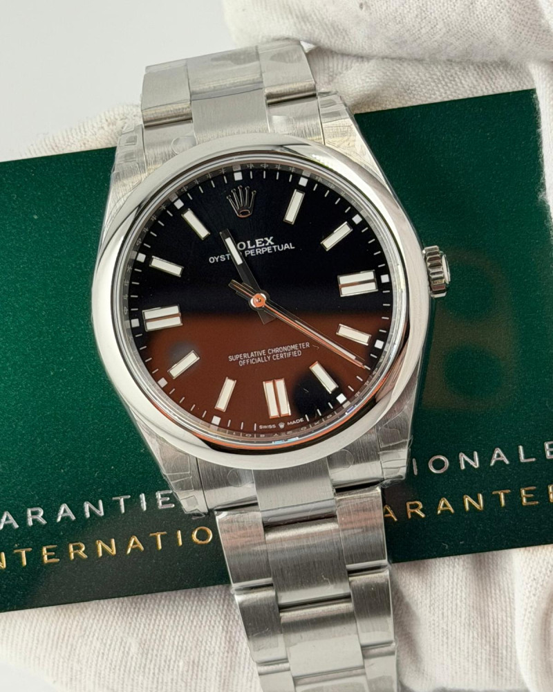 Rolex Oyster Perpetual Black Grape Dial On Steel Bracelet