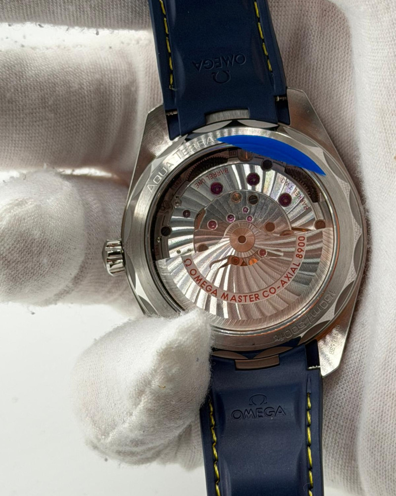 Omega Seamaster Aqua Terra Blue Dial On Blue Rubber Strap