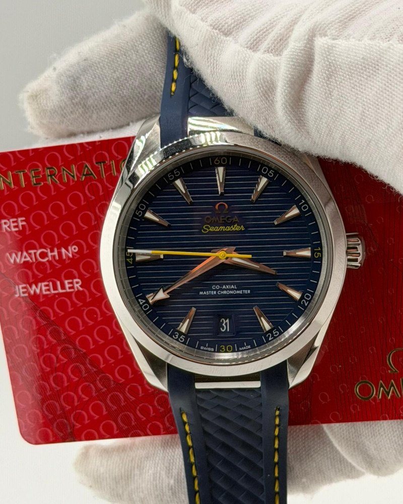 Omega Seamaster Aqua Terra Blue Dial On Blue Rubber Strap