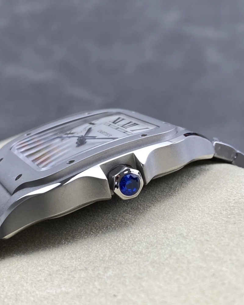 Cartier Santos De Cartier White Dial Steel Case On Steel Bracelet